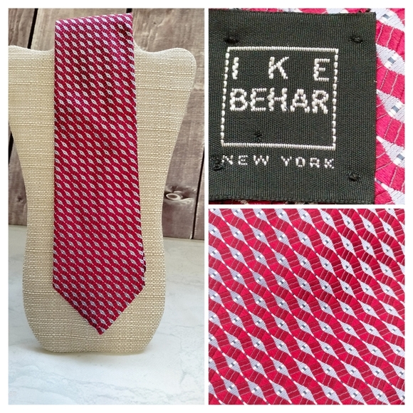 Ike Behar New York Imported Silk Tie Necktie Geometric Jacquard USA - Picture 1 of 13